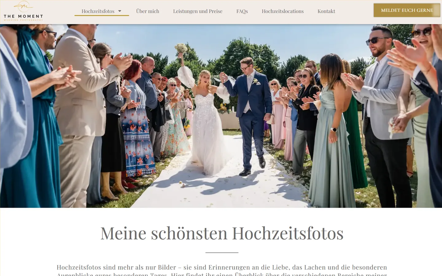 Startseite einer Website für Hochzeitsfotografie, Desktopansicht